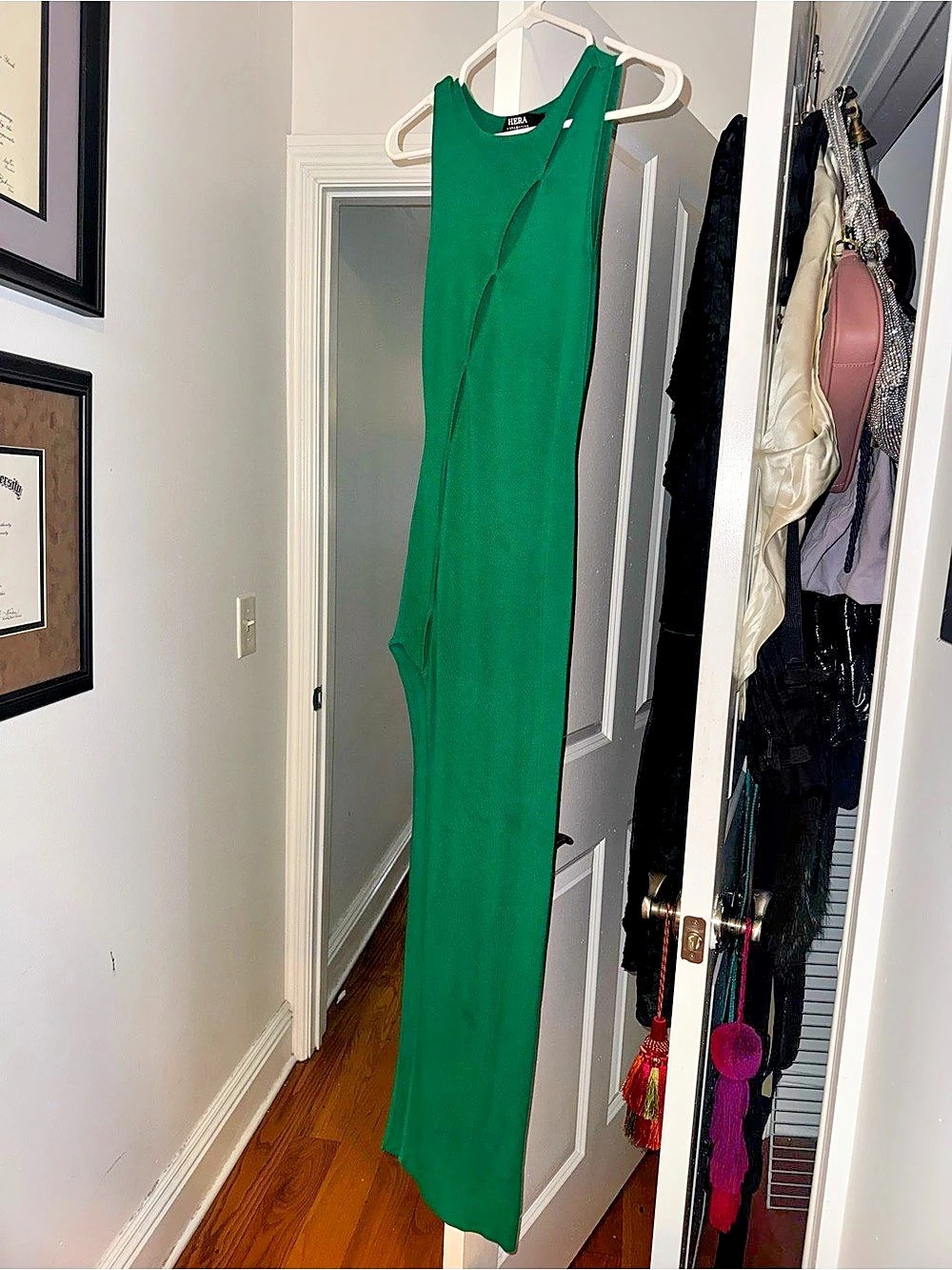 HERA Cutout Maxi Dress in Green Size Small Like New